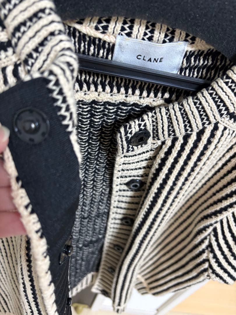 トップス CLANE STRIPE CABLE HALF SLEEVE CARDIGA