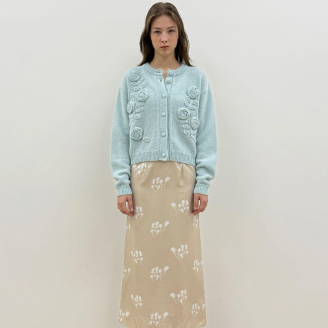SINOON カーディガンRose Artwork Hairy Cardigan