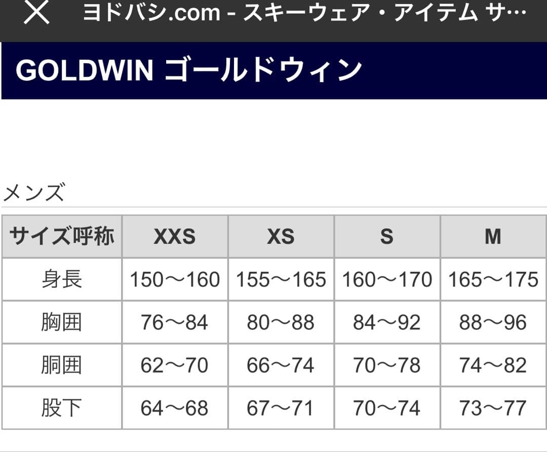 ゴールドウィン スキーウェア　メンズS G11821P Goldwin
