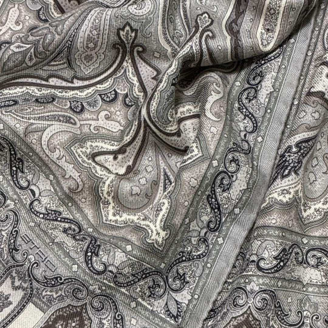 美品★ETRO エトロ シルク混 イタリア 大判ストール スカーフ ペイズリー