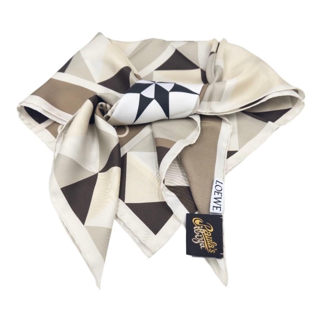 LOEWE ロエベ パウラズイビザ アナグラム幾何学シルクスカーフ 90cm
