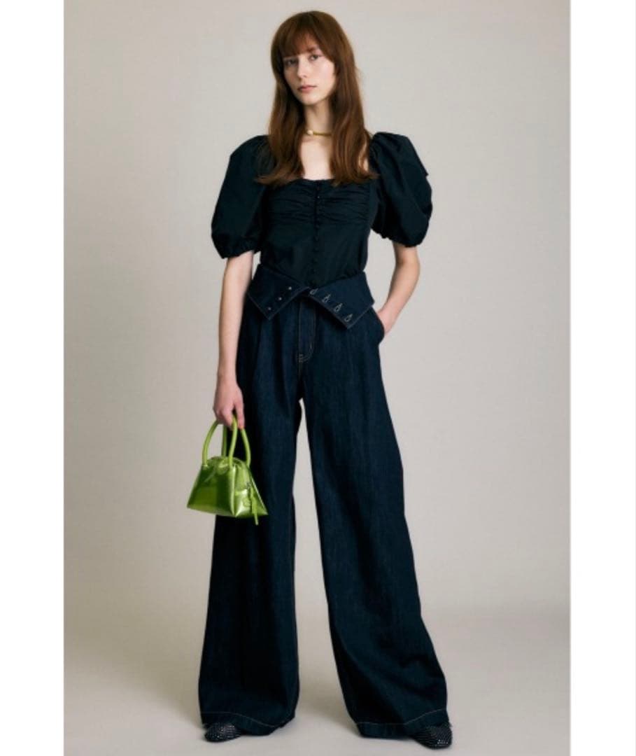 【美品】完売 moussy CORSET DESIGN バギーデニム size０