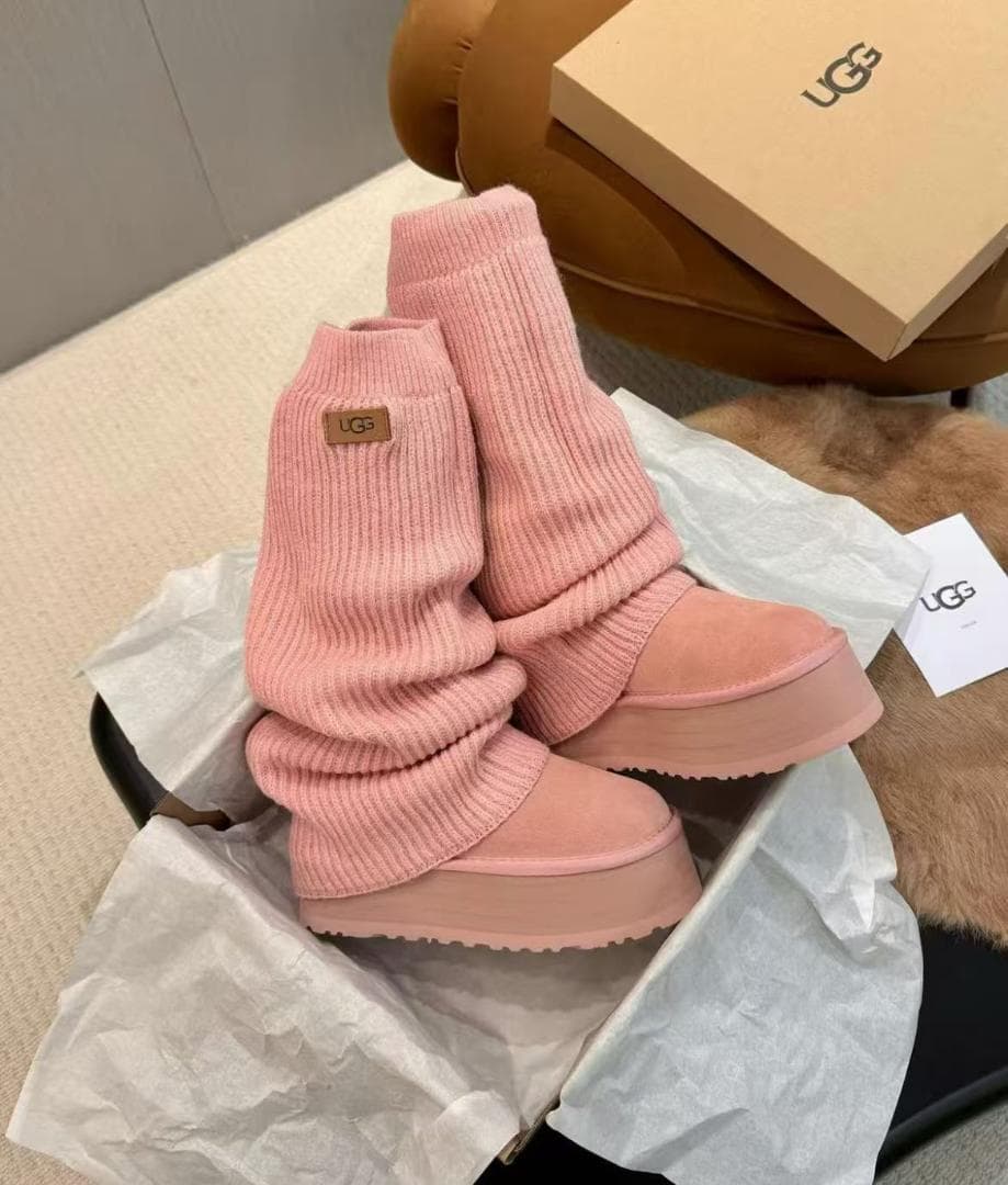美品 UGG ピンク スエード ロングブーツ 24cm 靴箱付き