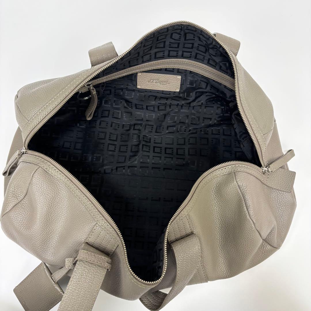 S.T. Dupont シボ革 レザー ドラムバッグ グレージュ ボストン