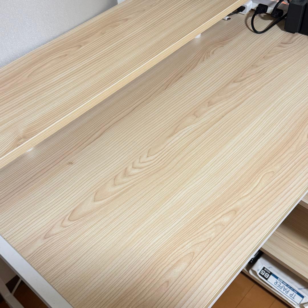最終値下 【 パソコンデスク 】 90cm 収納付き ナチュラル×ホワイト