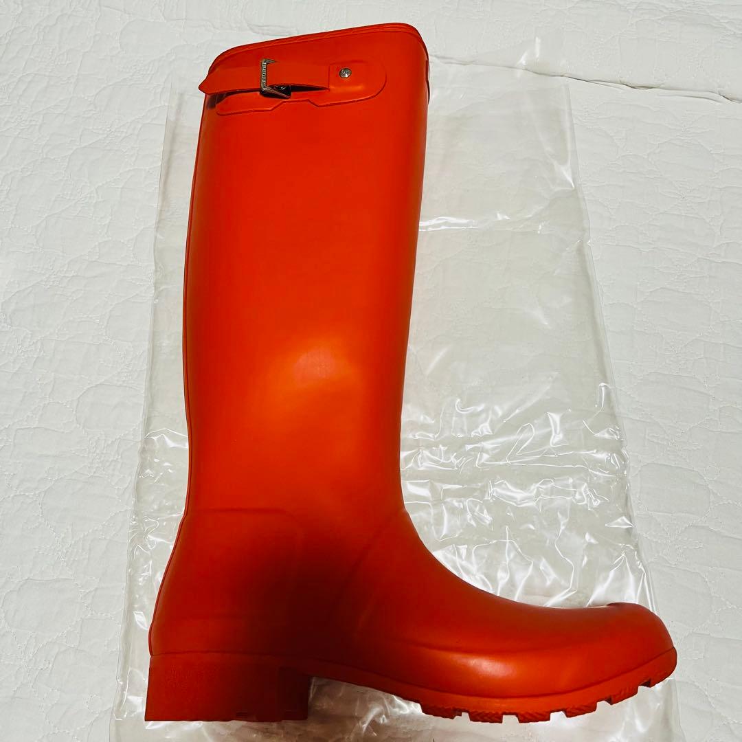 美品。HUNTER オレンジ 長靴 バックル付きUK6 日本25cm