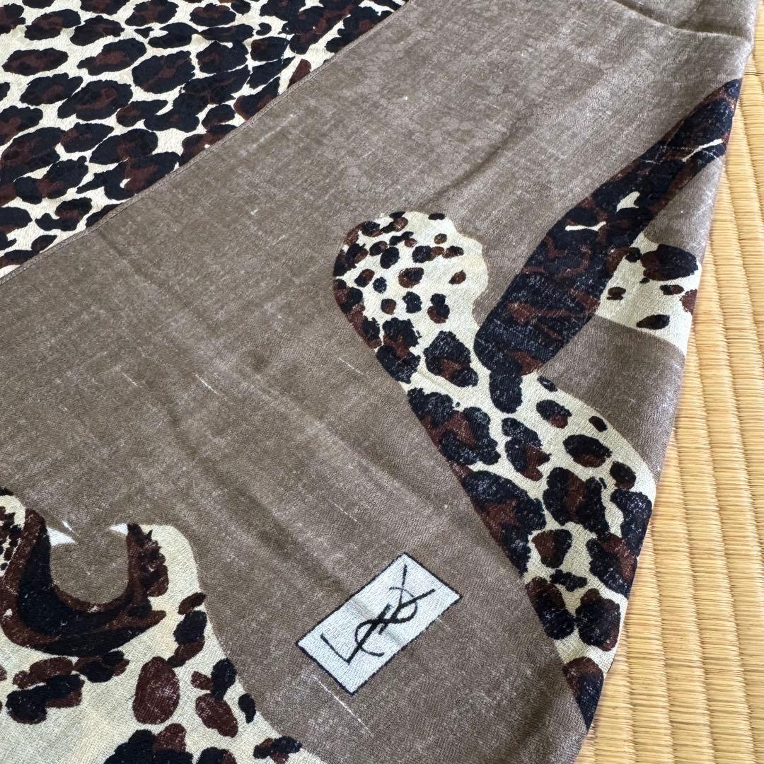 イブサンローランYvesSaintLaurent 大判ストールヒョウレオパード柄