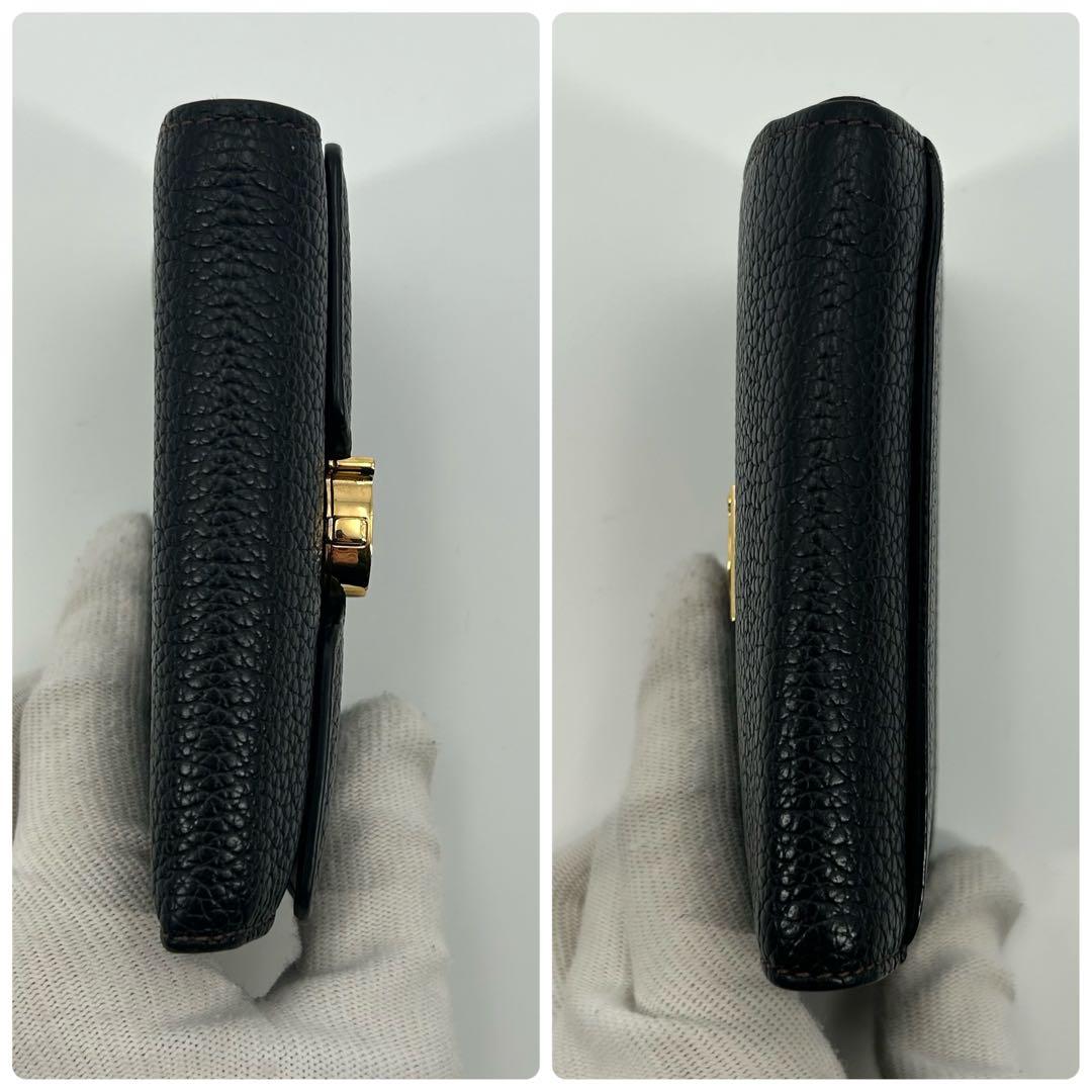 美品✨バーバリー 折り財布 TB レザー ブラック