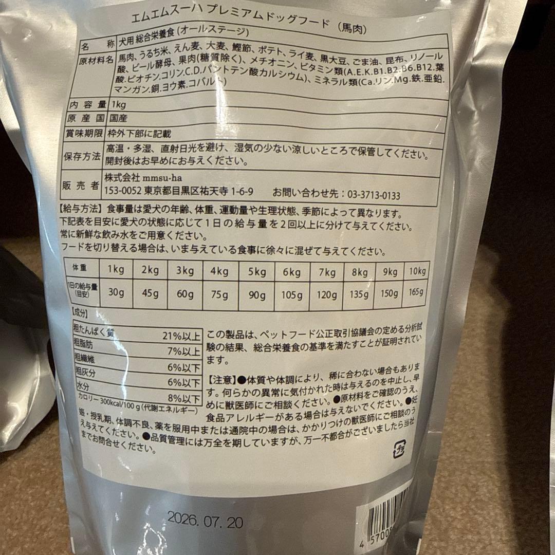 エムエムスーハ　プレミアムドッグフード　馬肉