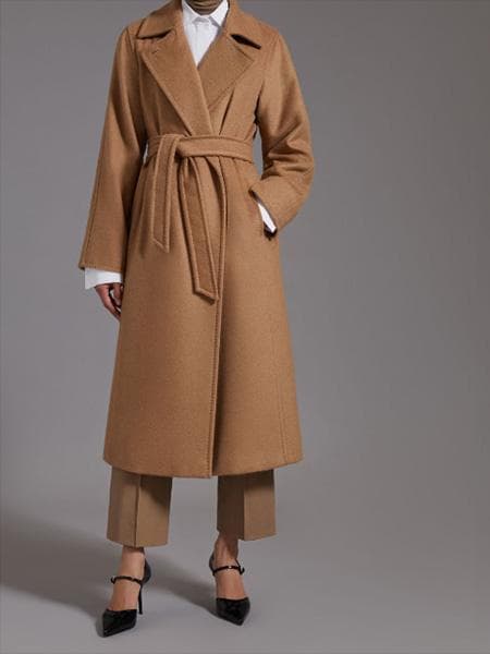 フ*u様 MaxMara■マックスマーラマニュエラアイコンコート36キャメル白タ