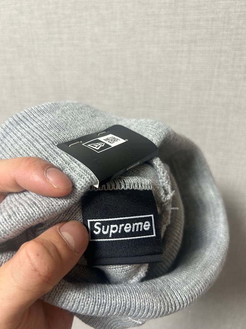 Supremeビーニー　バンダナボックスロゴニット帽 グレー　希少　正規品新品