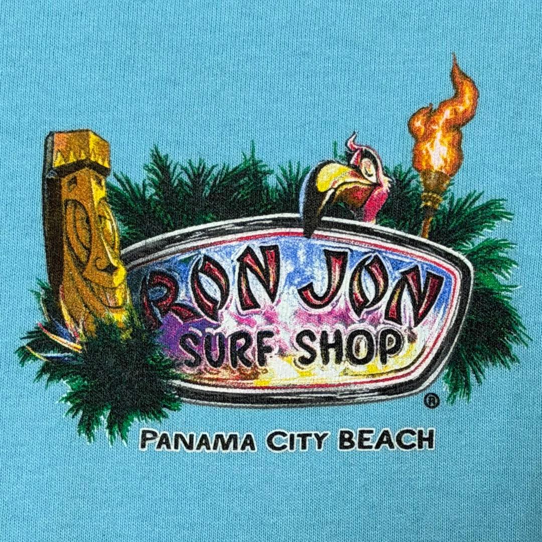 即完品★ロンジョン RONJON Tシャツバックプリント 90s 水色 希少XL