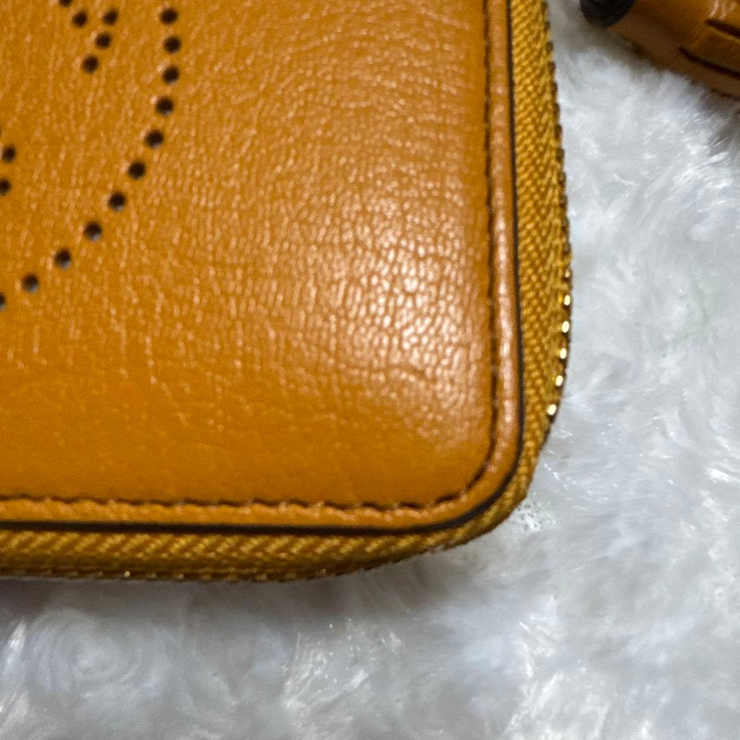 【ほぼ未使用】アニヤハインドマーチ　ミニ財布　オレンジ　本革　スマイリーウィンク