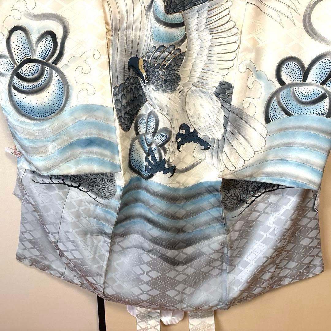 【訳ありですが美品】お宮参り用 鷹刺繍 着物 長襦袢付き