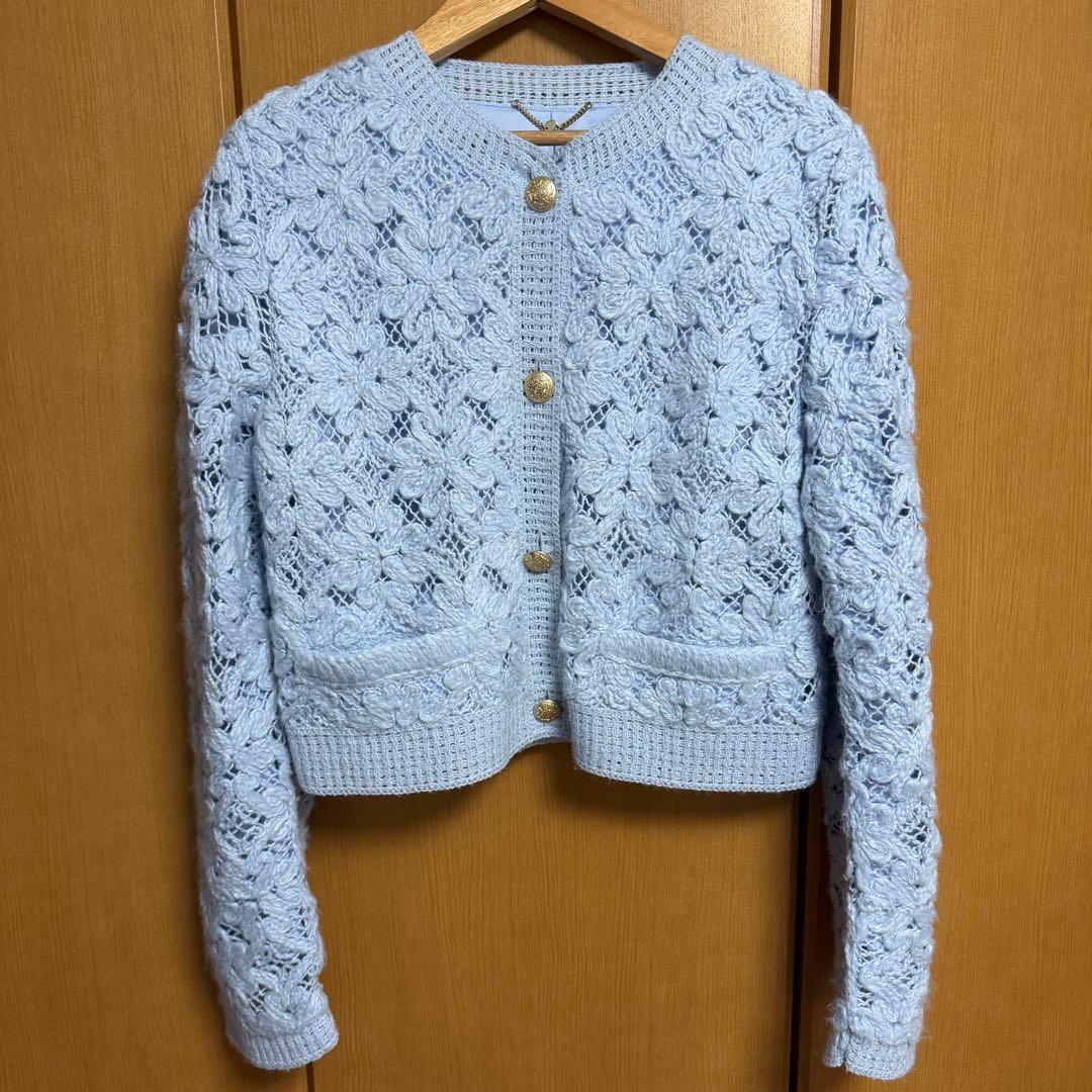 FRAY I.D ニットエンプロイダリーカーディガン　ノーカラージャケット