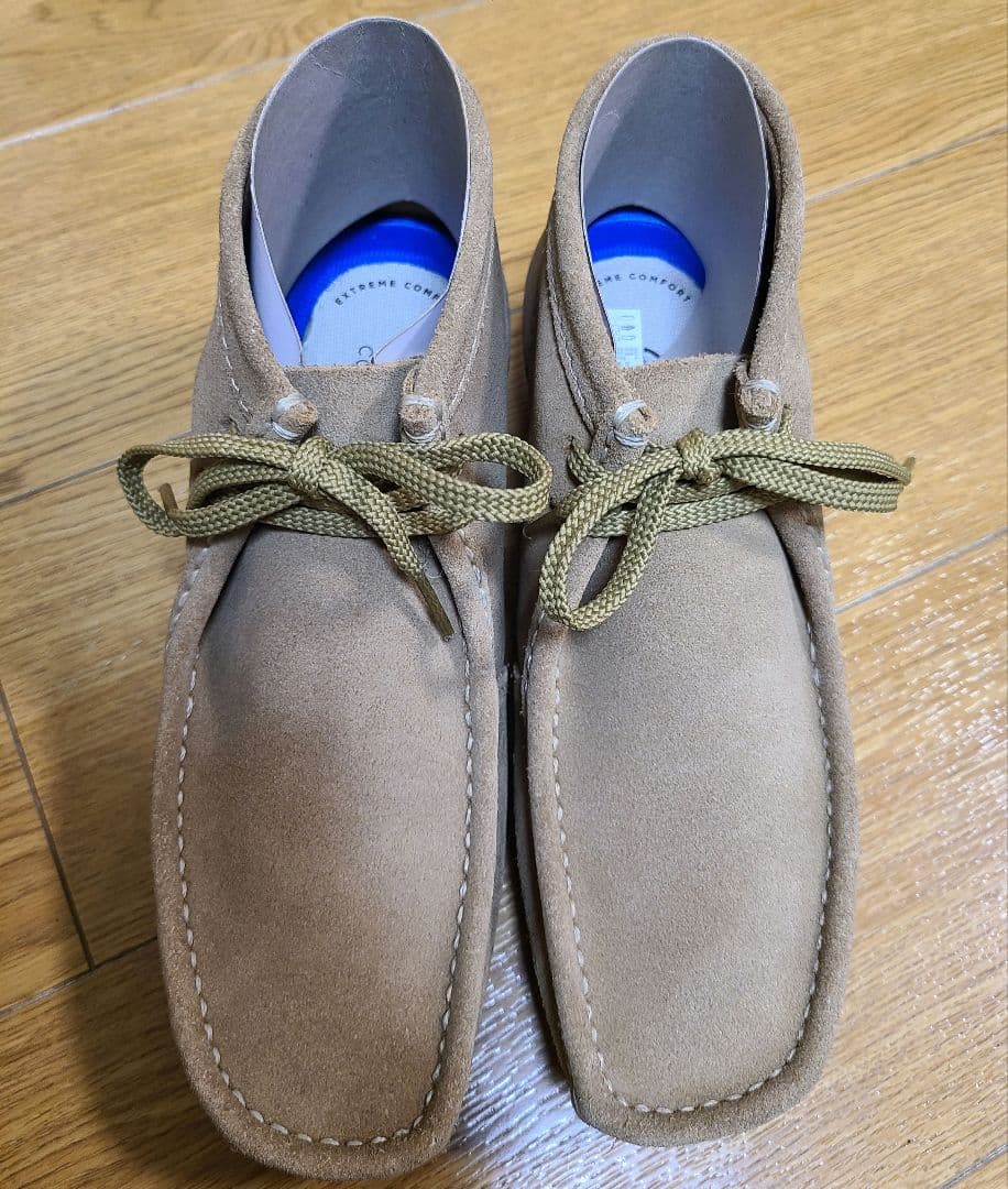 新品未使用!!Clarks shacre boot ベージュ スエード モカシン