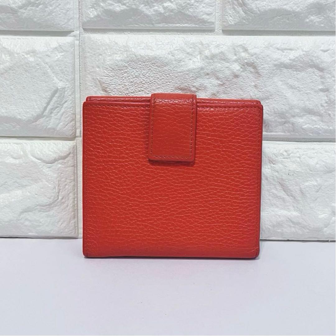 【美品】GUCCI グッチ スウィング ロゴ刻印 レザー 二つ折り財布