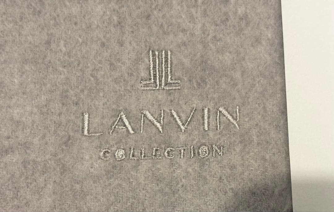新品　LANVIN ランバン　マフラー　カシミヤ 100% グレー　無地　刺繍