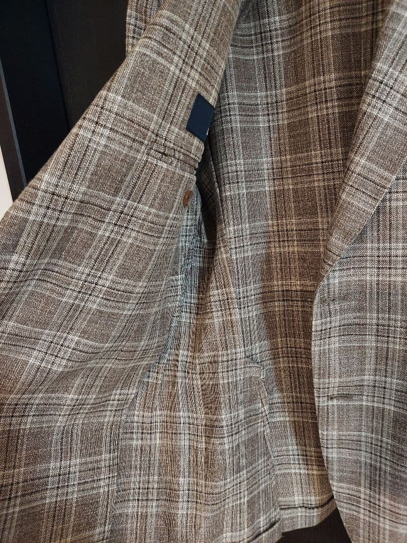 LARDINI ラルディーニ ウールシルクリネン混チェックジャケット 48
