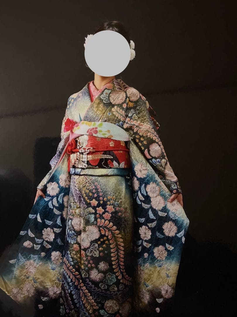 華やかな花柄振袖辻ヶ花　5点セット