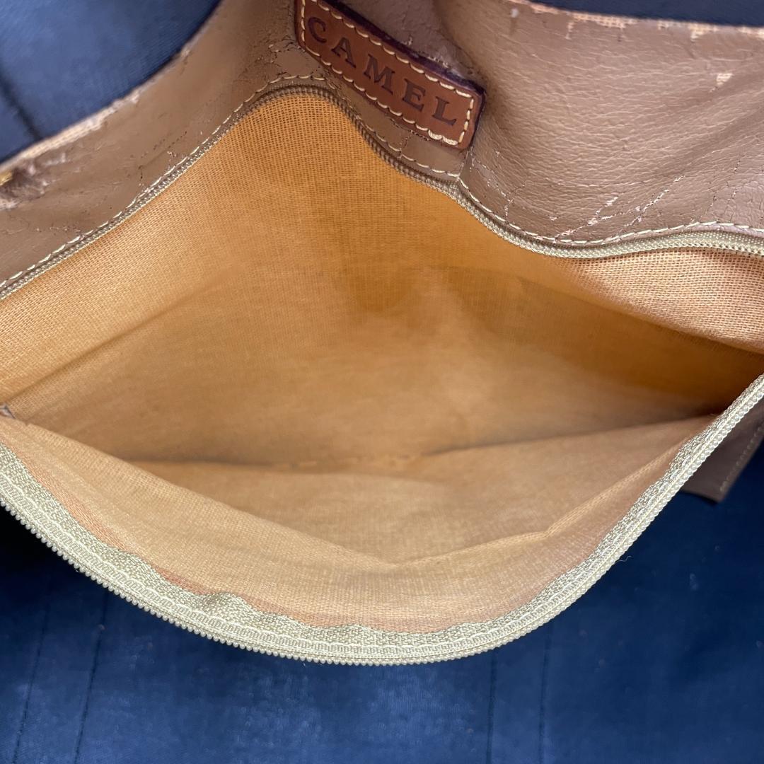 良品 CAMEL ボストンバッグ レザー ネイビー 大容量