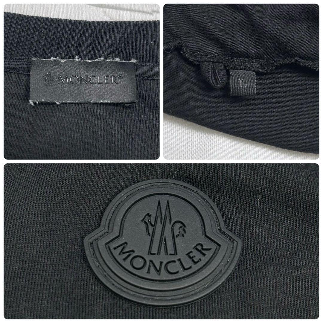 Lサイズ MONCLER モンクレール Tシャツ ロゴプリント ブラック 黒