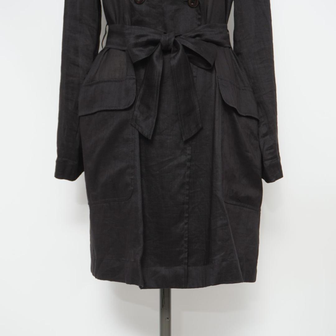 MaxMara リネンシアートレンチコート 裏地なし 羽織 黒 F*HD1248