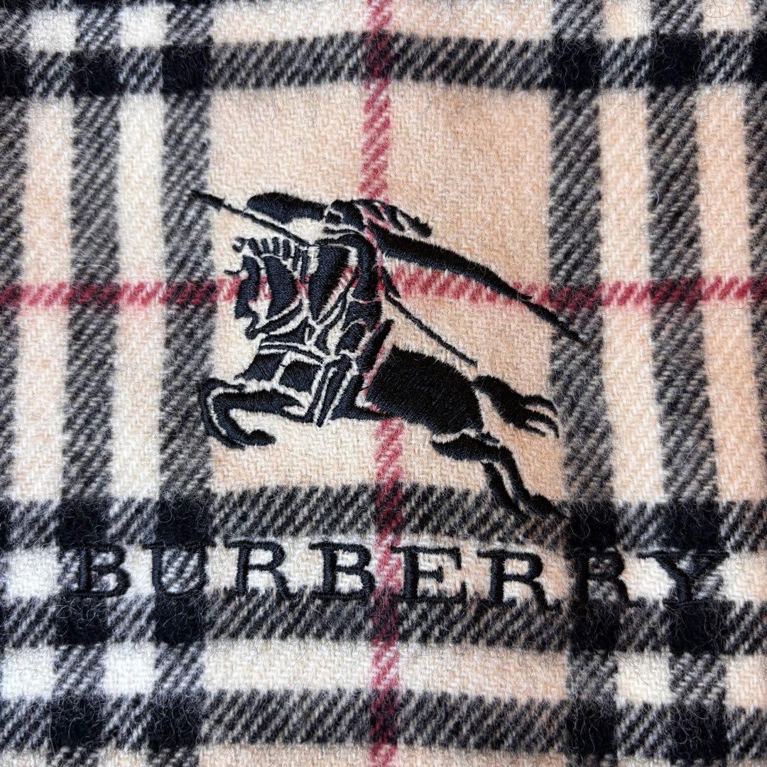 ★BURBERRY★ベージュノバチェック柄ストール★65×120★ホースロゴ刺繍