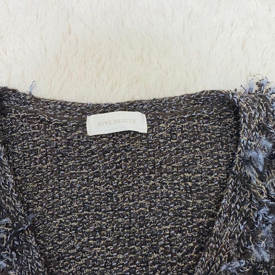 人気✨定価2.4万✨リヴドロワ　ツイードニットカーディガン　ノーカラージャケット