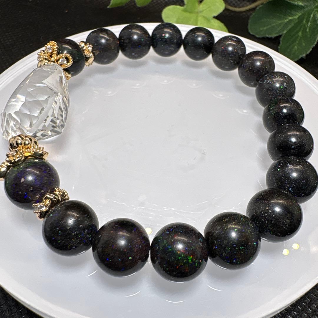 水晶　宝石カット　マトリックスオパール　ブレスレット