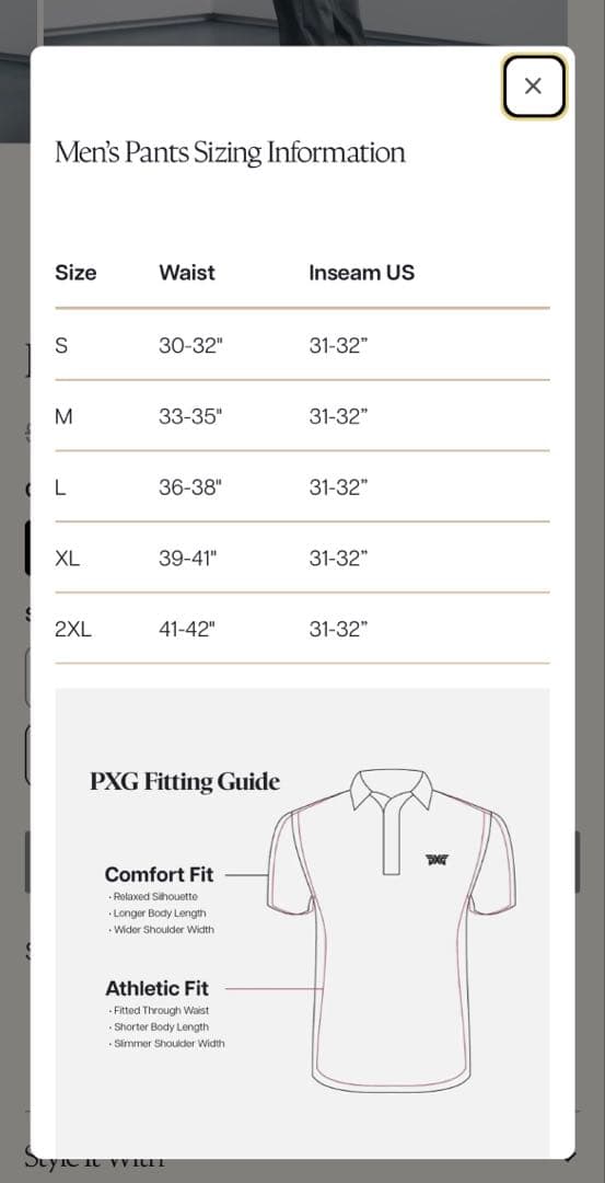 PXG メンズ エッセンシャル ゴルフ パンツ 32インチ