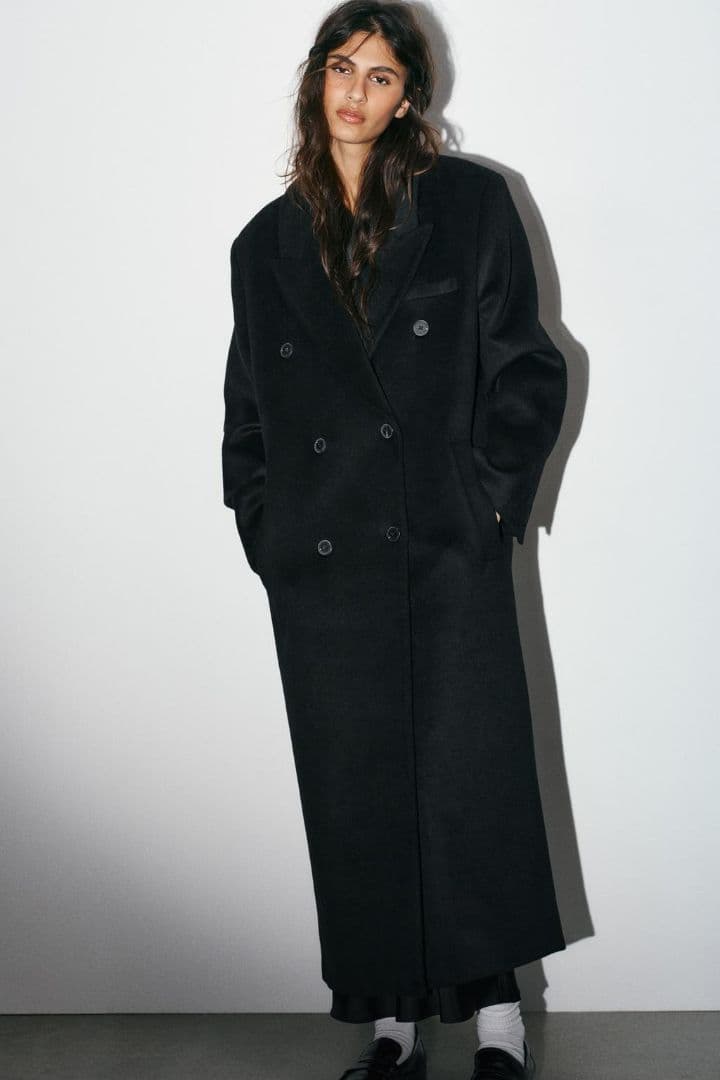 【新品タグ付き】ZARA ウール混紡エクストラロングコート S