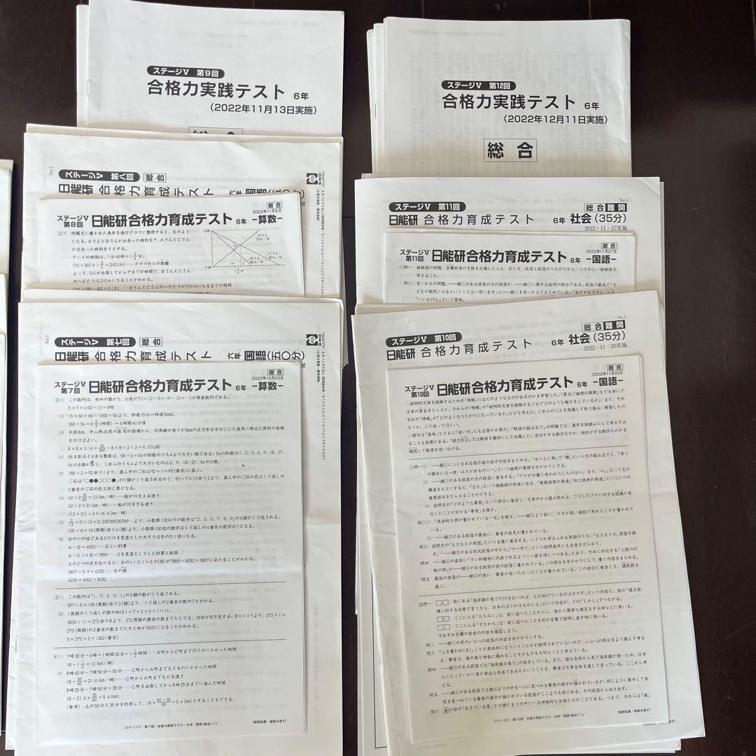 日能研 6年 育成/実践テスト/実践模試　2022年