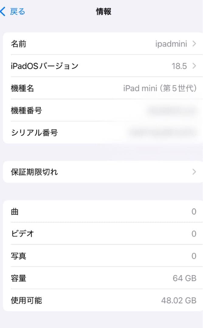 【ジャンク】iPad mini5 64GB Wi-Fiモデル（タッチ不良あり）