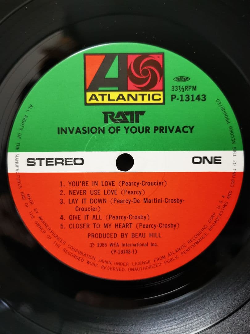 RATT/INVASION PRIVACYメタル 国内盤帯付LP/P13143