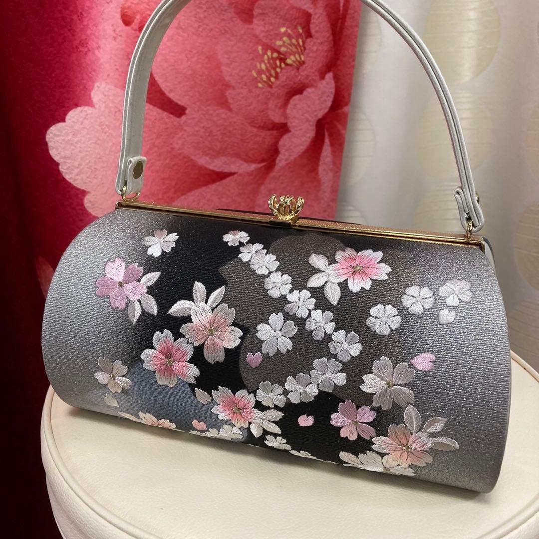 正絹 振袖 フルセット L～LL 全て揃ってます! 花 赤黒 金彩加工 成人式