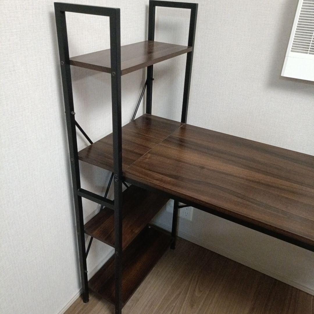 パソコンデスク ラック付きデスク (棚は左右付け替え可) 机 棚付き