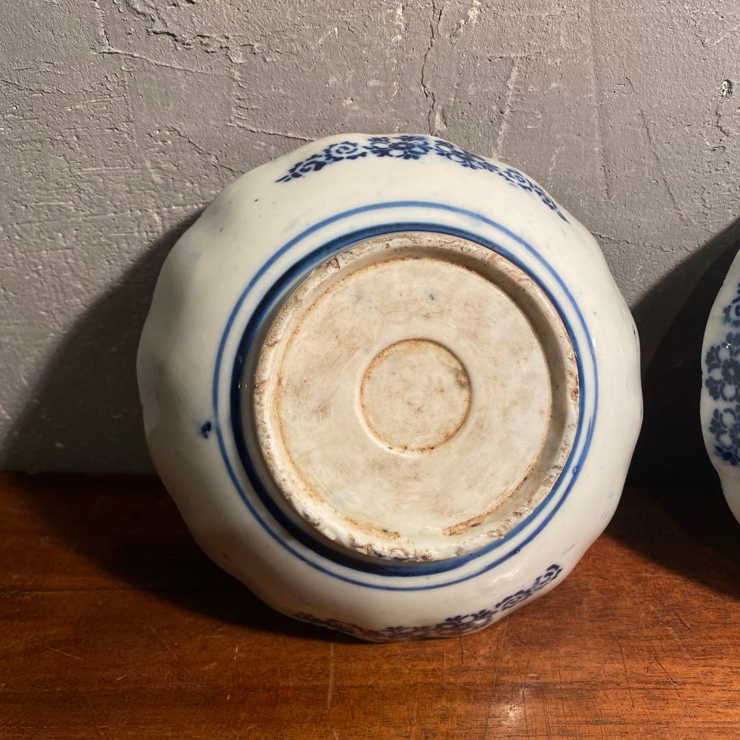 骨董品 染付印判 なます皿 微塵唐草 上 珍品 食器 コレクション 時代物