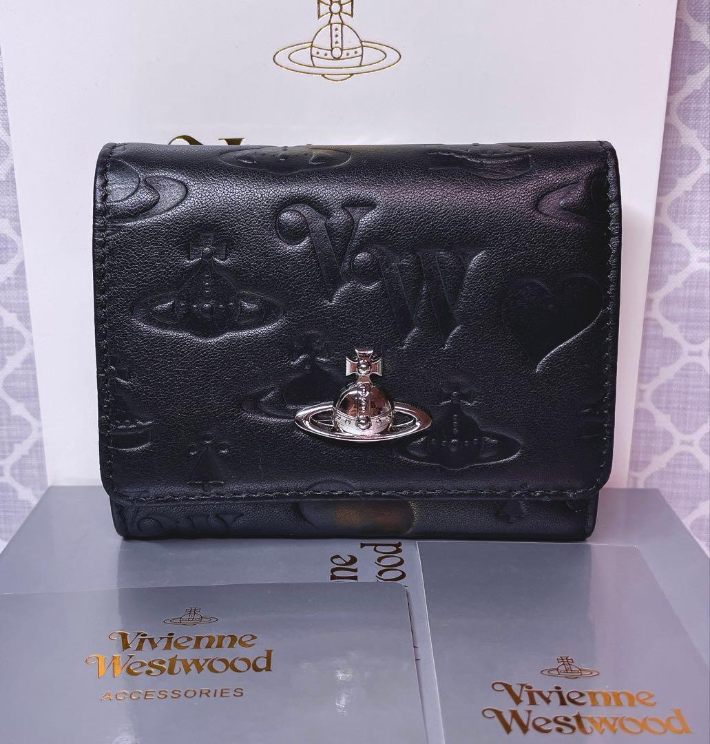 【☆内柄も素敵☆】Vivienne Westwood 三折財布 マット ブラック