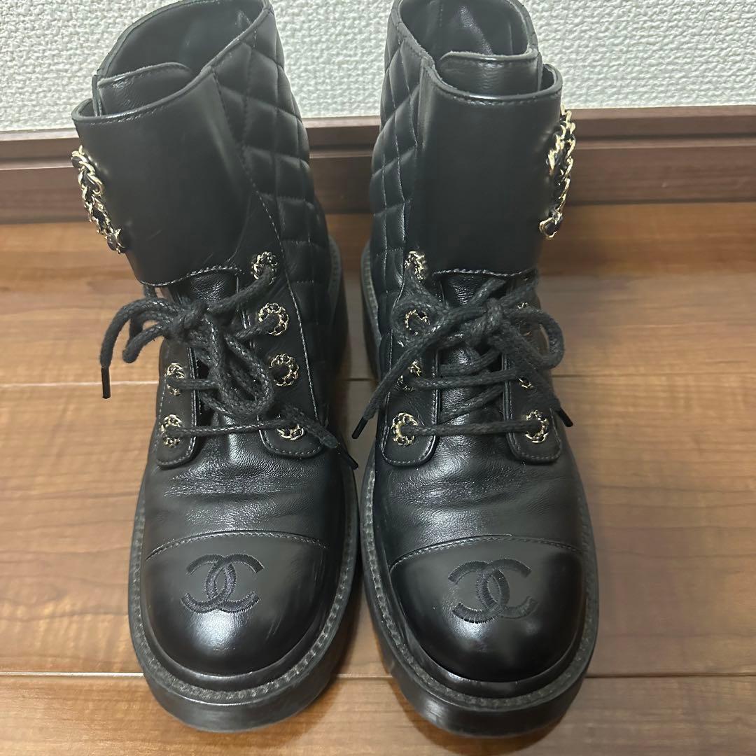CHANEL シャネル キルティングブーツ ココマーク ショートブーツ 23.5
