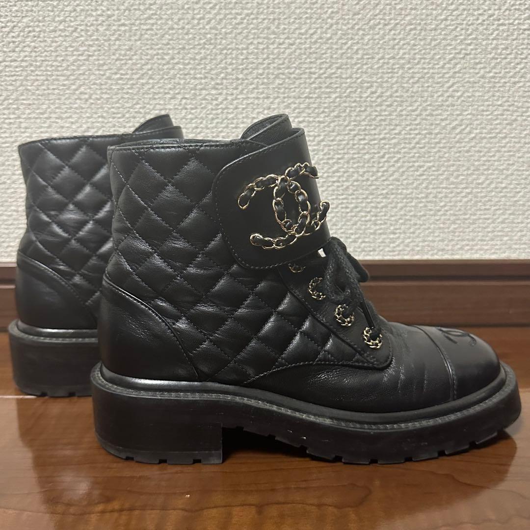 CHANEL シャネル キルティングブーツ ココマーク ショートブーツ 23.5