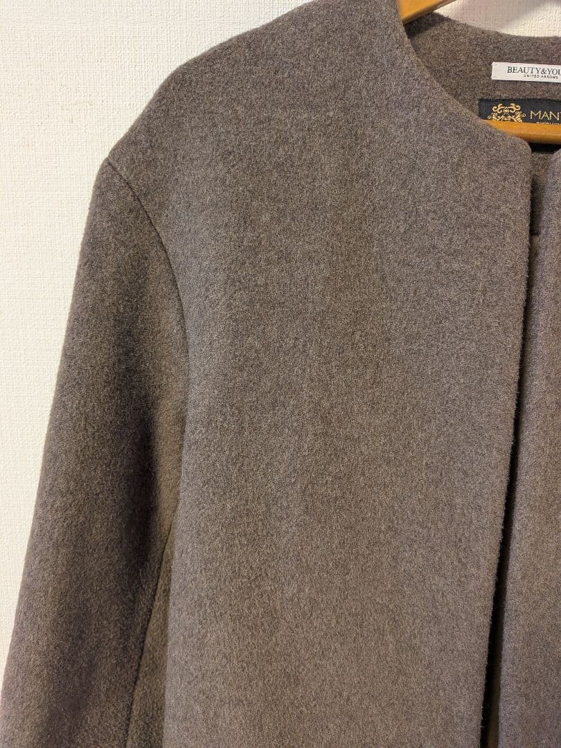 BEAUTY&YOUTH MANTECO ノーカラーベルト ロングコート 定番