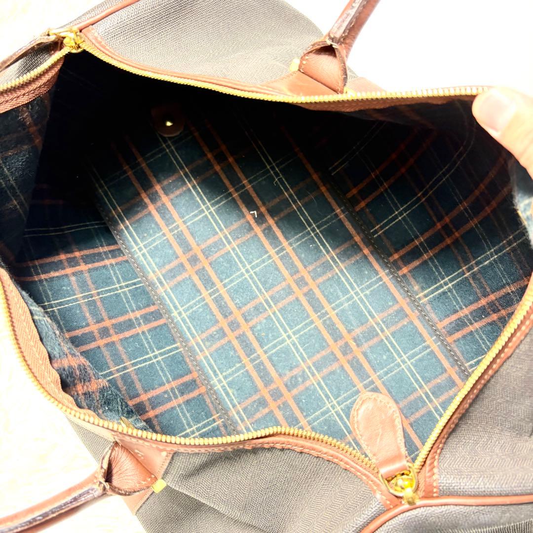 Dunhill ダンヒル ボストンバッグ ヘリンボーン 大容量トラベル グレイ