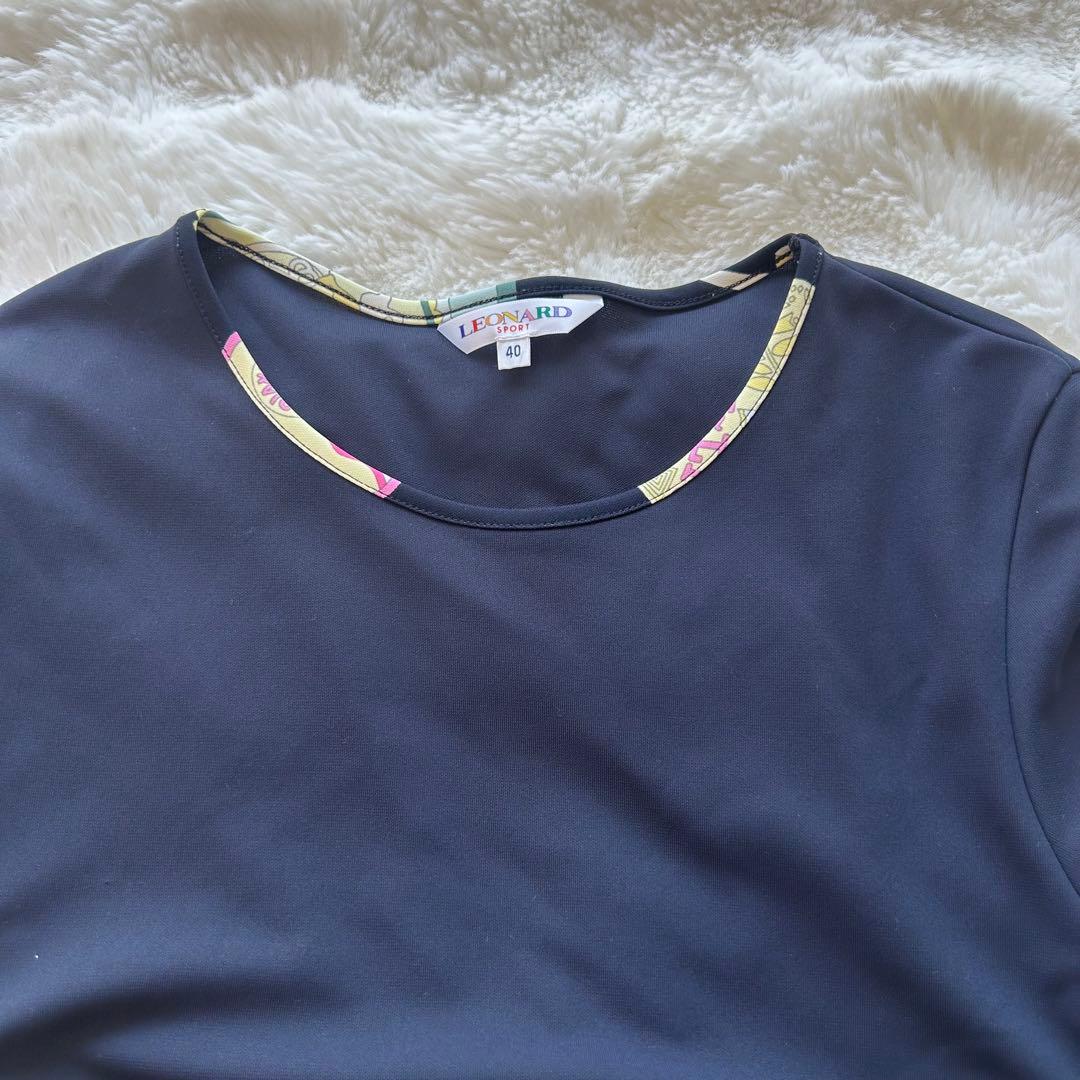 【美品】LEONARD 高級 Aラインワンピース 総柄 ピンク バラ 40