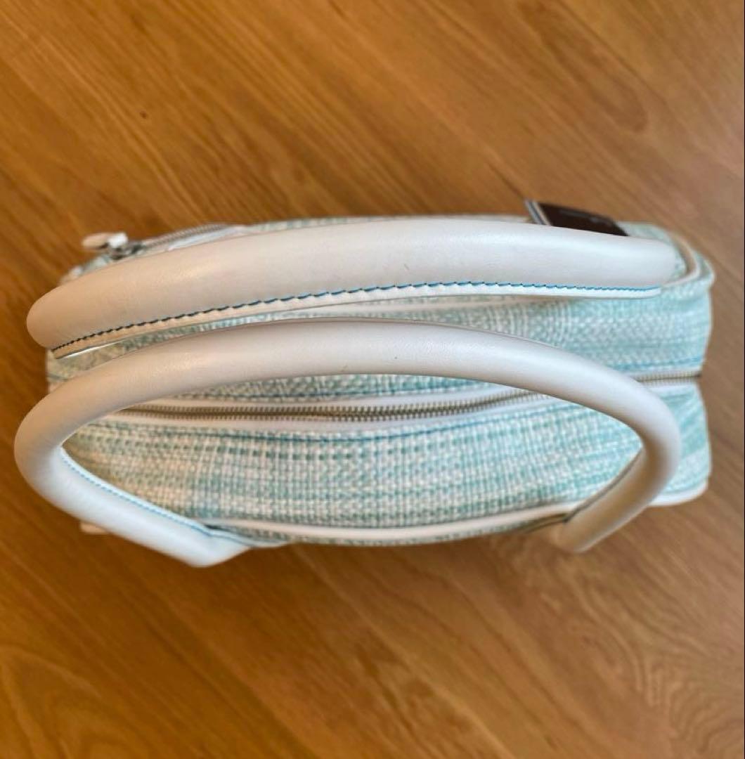 新品　FRED PERRY ホワイトライトブルーチェック柄　ミニボストンバッグ