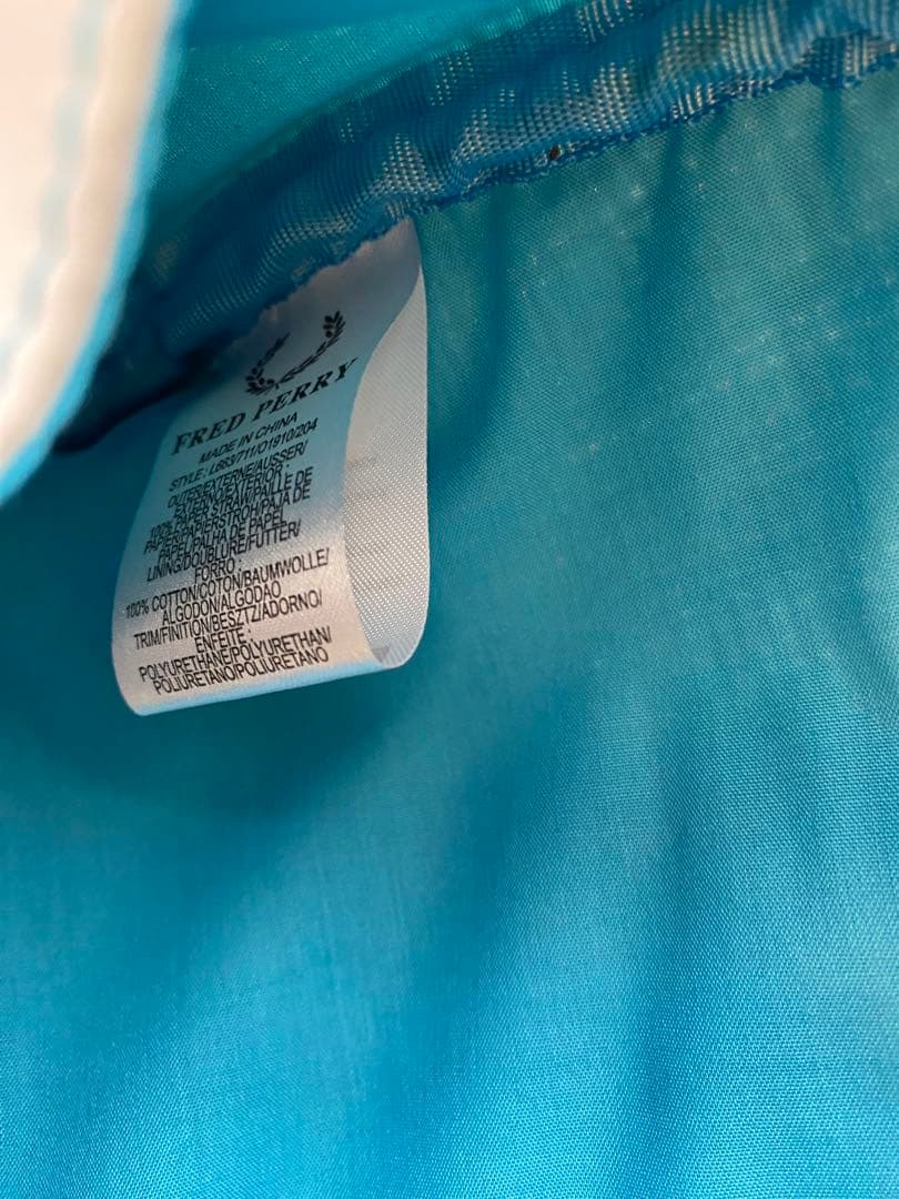 新品　FRED PERRY ホワイトライトブルーチェック柄　ミニボストンバッグ