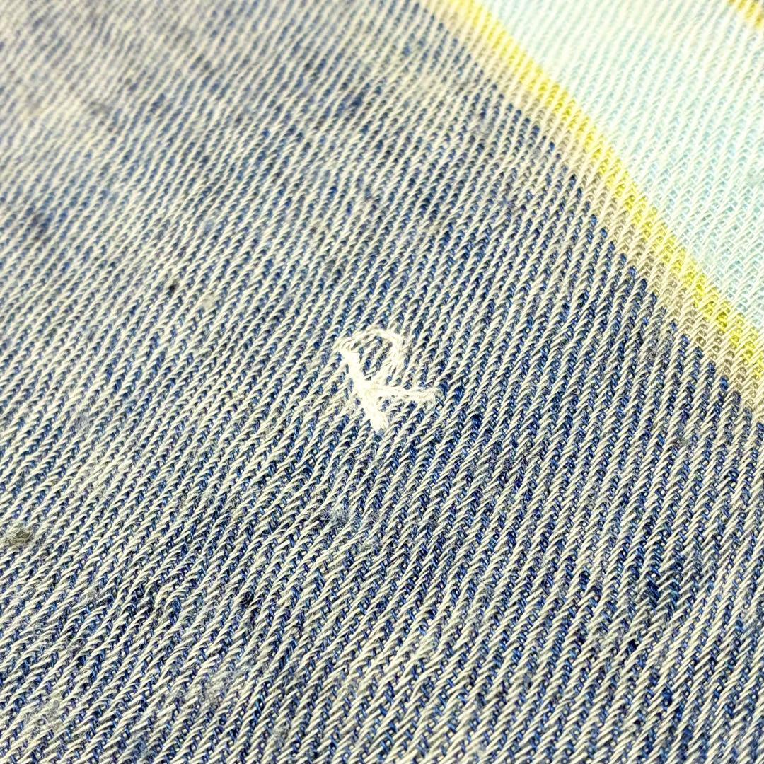 【極美品】　45R 大判　フリンジ　ストール　ショール　オルテガ柄　総柄　R刺繍