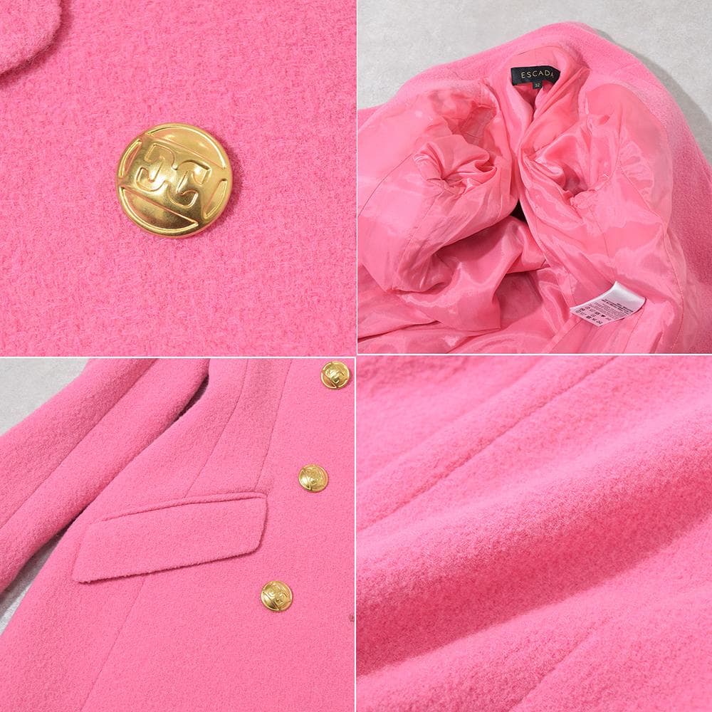定価28万円 エスカーダ ESCADA 金ボタン ダブルジャケット 32 ピンク