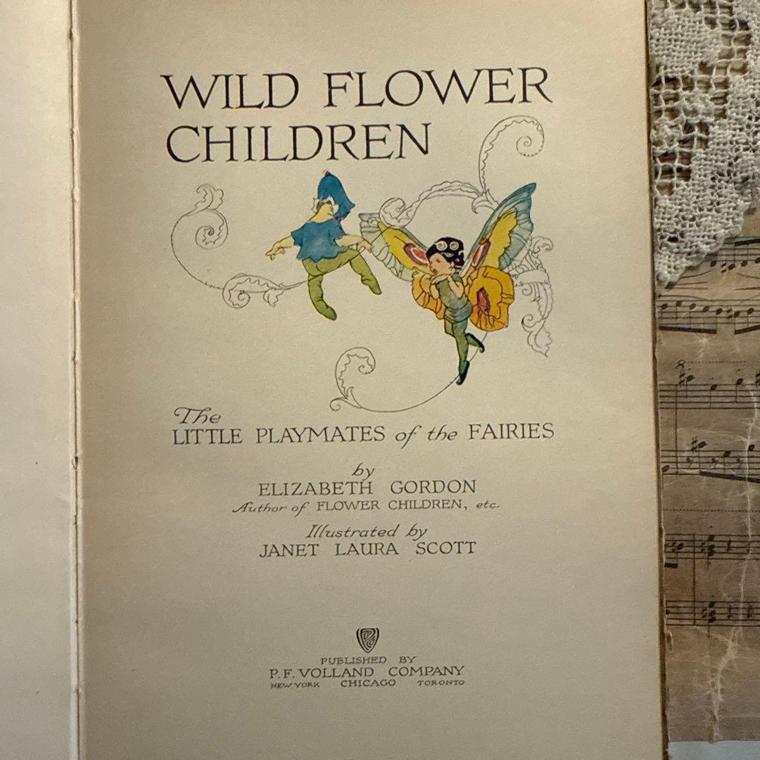 稀少1918年アンティーク美しい挿絵の洋書　絵本　古書ジャンクジャーナル　妖精