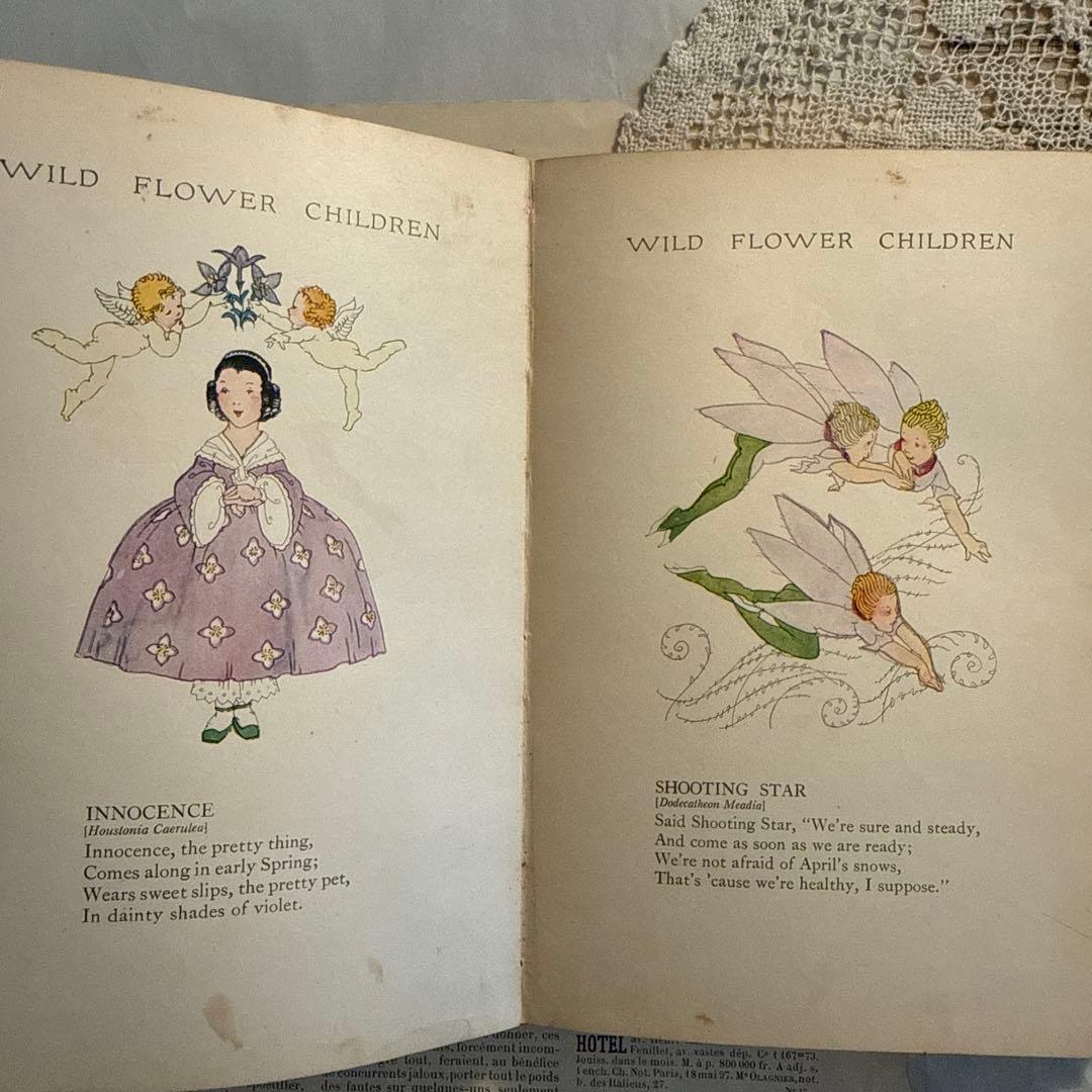 稀少1918年アンティーク美しい挿絵の洋書　絵本　古書ジャンクジャーナル　妖精